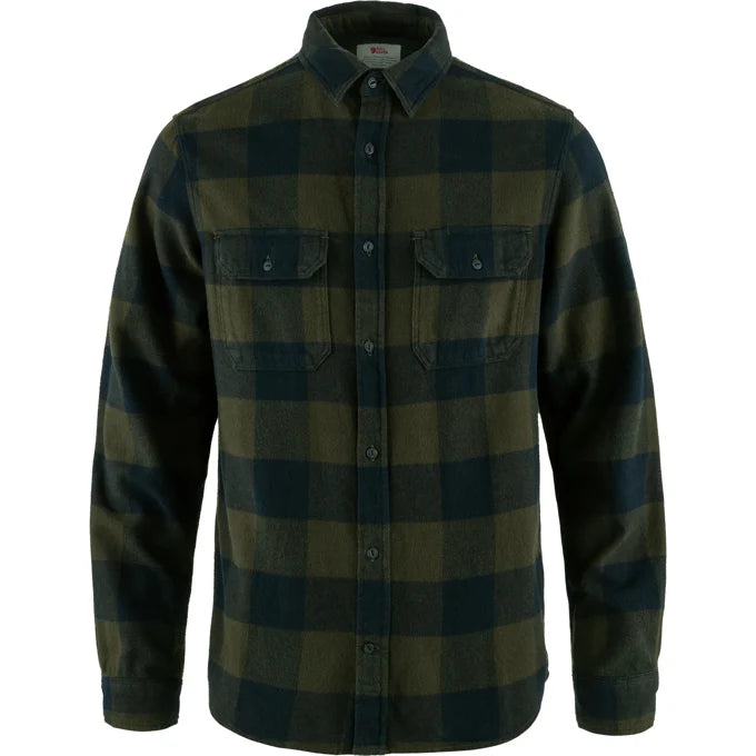 Fjällräven M Övik Heavy Flannel Shirt Deep Forrest Dark Navy