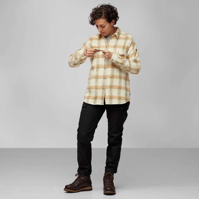 Fjällräven W Övik Heavy Flannel Shirt Fog Chalk White