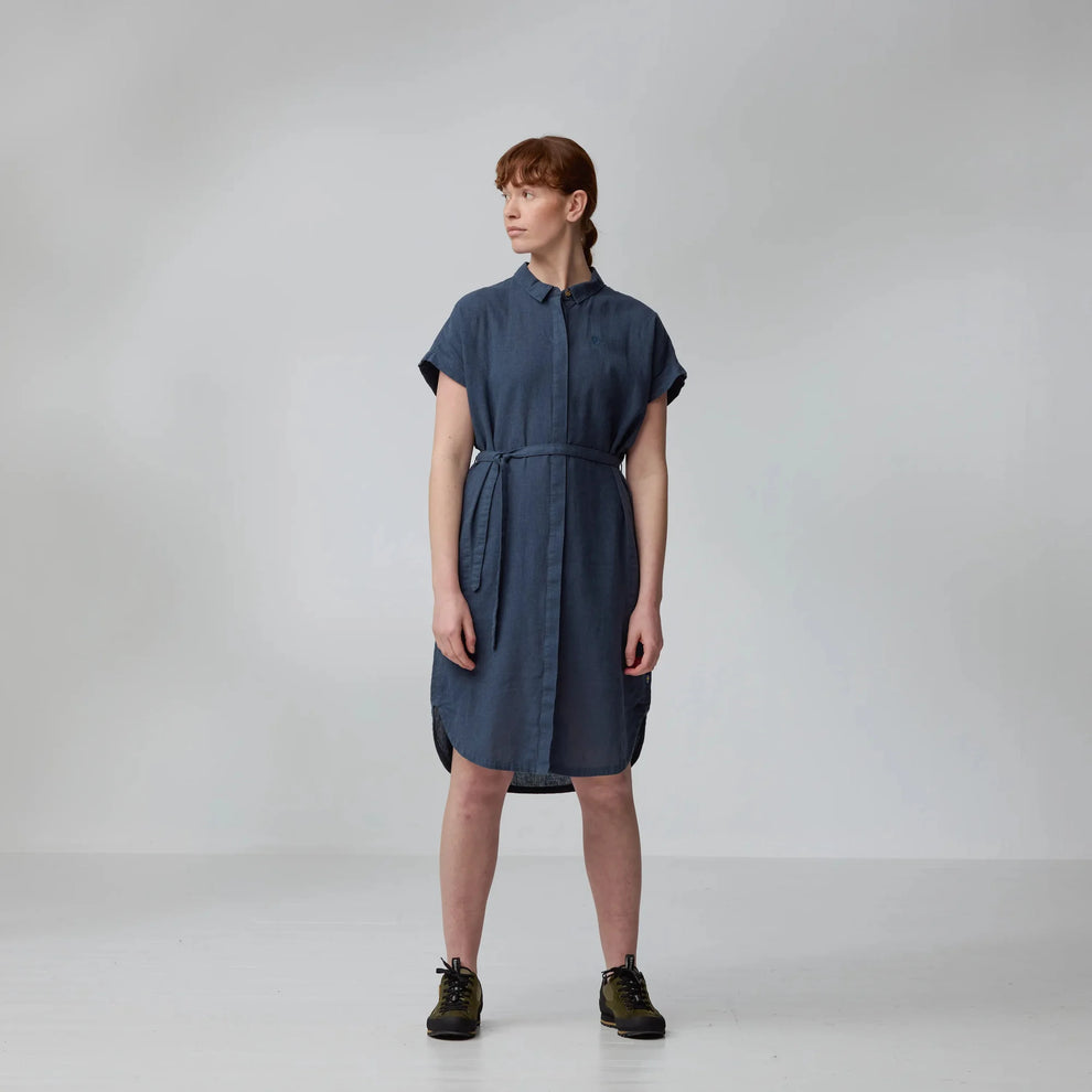 Fjällräven W Övik Hemp Dress SS Mountain Blue