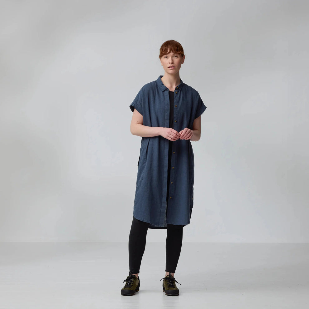 Fjällräven W Övik Hemp Dress SS Mountain Blue