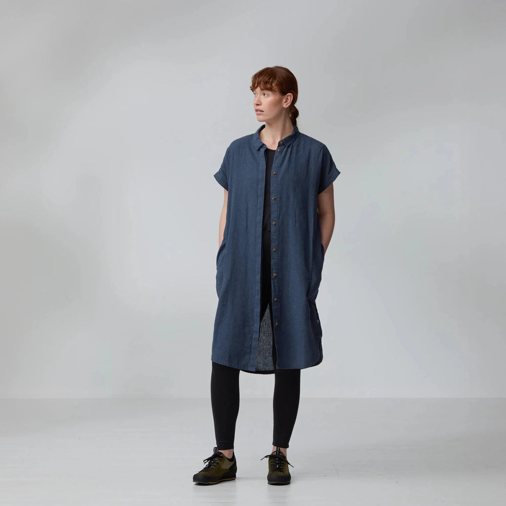 Fjällräven W Övik Hemp Dress SS Mountain Blue