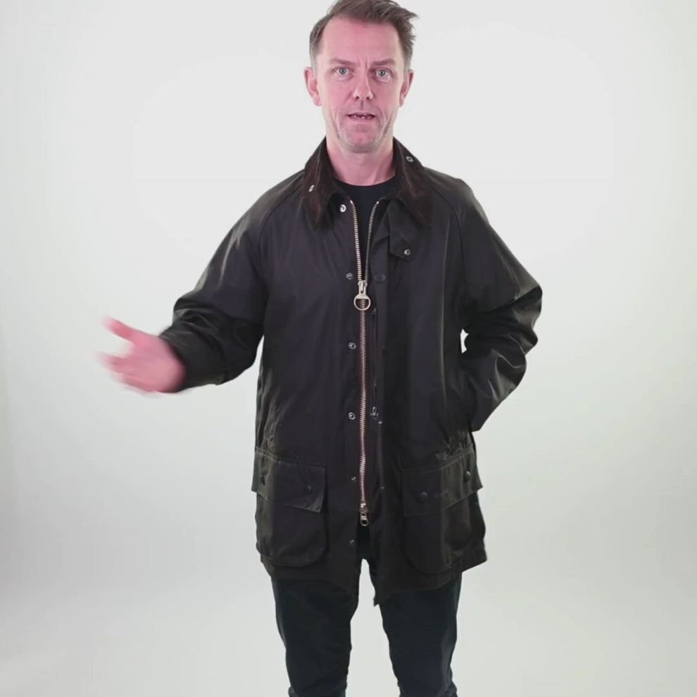 Barbour M Classic Beaufort Vokset Jakke Olive