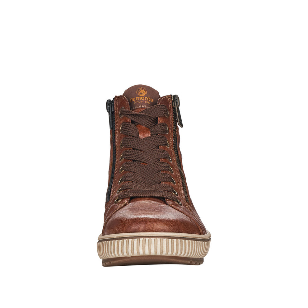 Rieker W Leather Lace Boot Brown - D0772-22