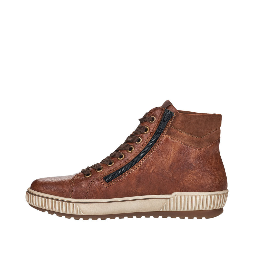 Rieker W Leather Lace Boot Brown - D0772-22
