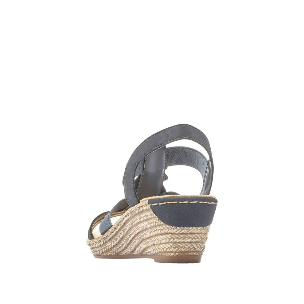 Rieker W Sandal m Hæl og Sølvdetaljer Blå