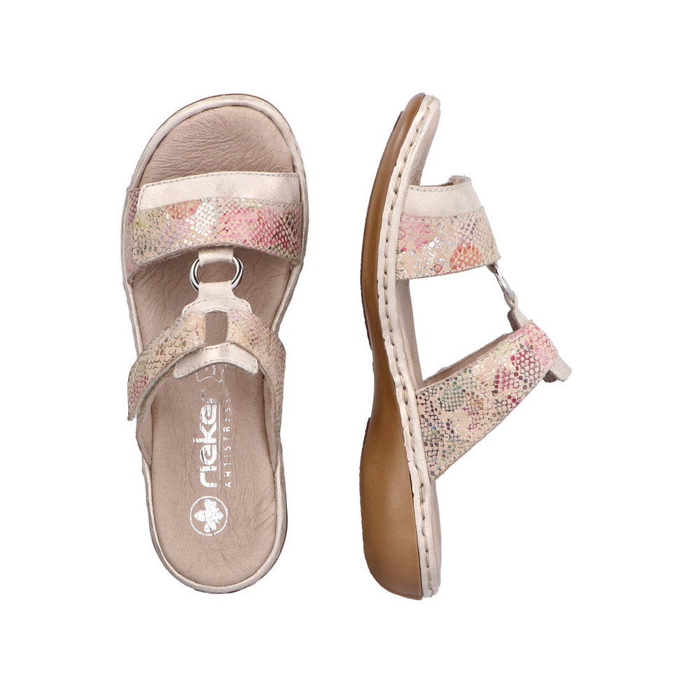 Rieker W Sandal m Guld og Spænde Rosa Pink