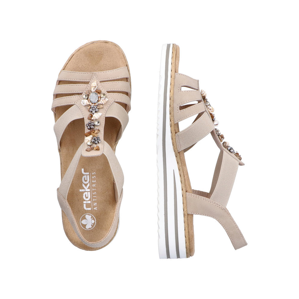 Rieker W Sandal m Dekorative Sten Beige