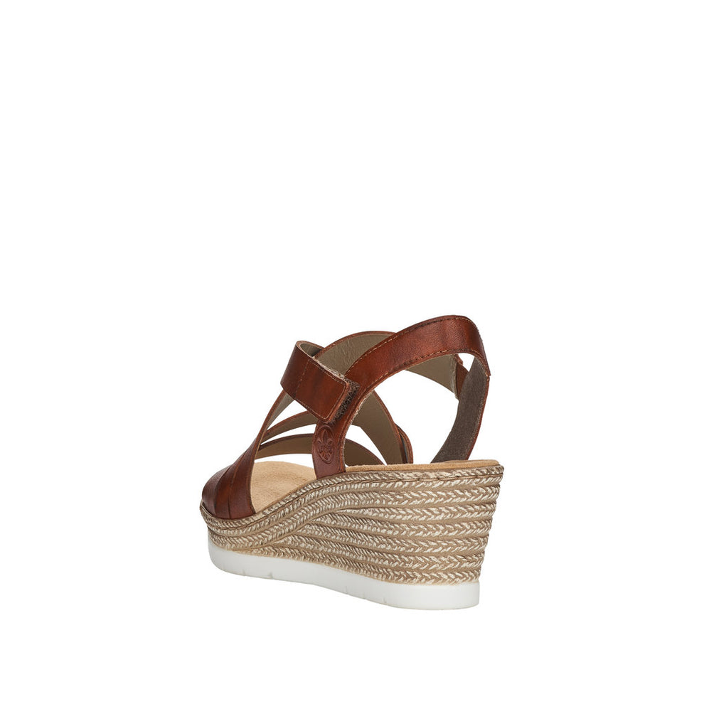 Rieker W Platau Sandal m Velcroluk Brun