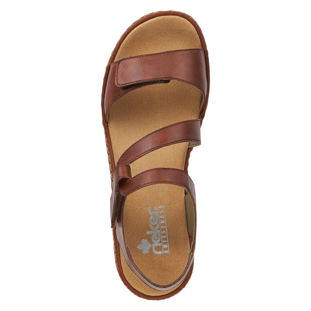Rieker W Sandal m Velroluk Brun