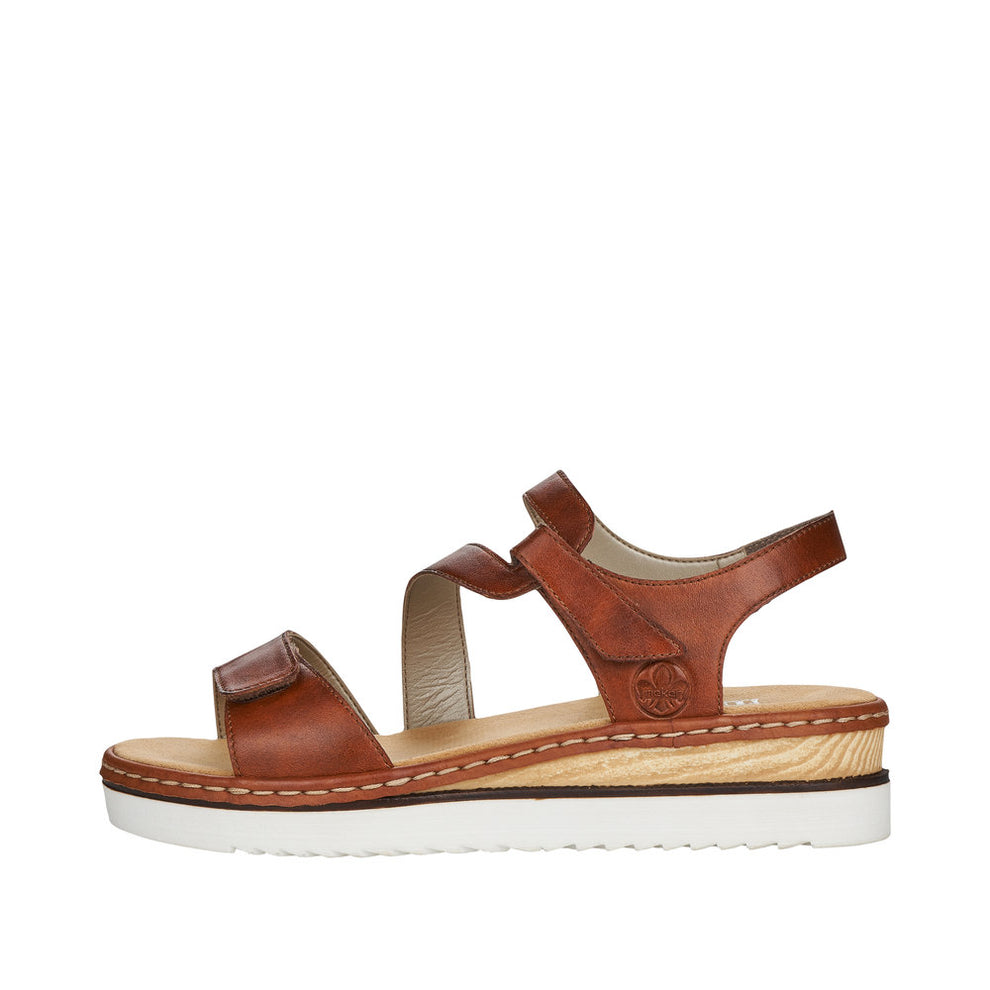 Rieker W Sandal m Velroluk Brun