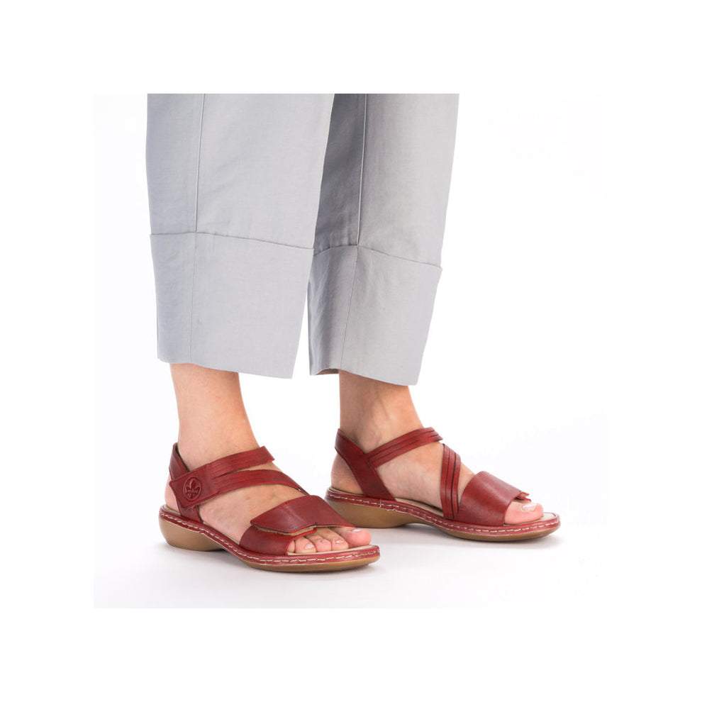 Rieker W Sandal med Velcro Rød