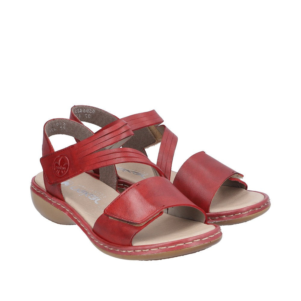 Rieker W Sandal med Velcro Rød
