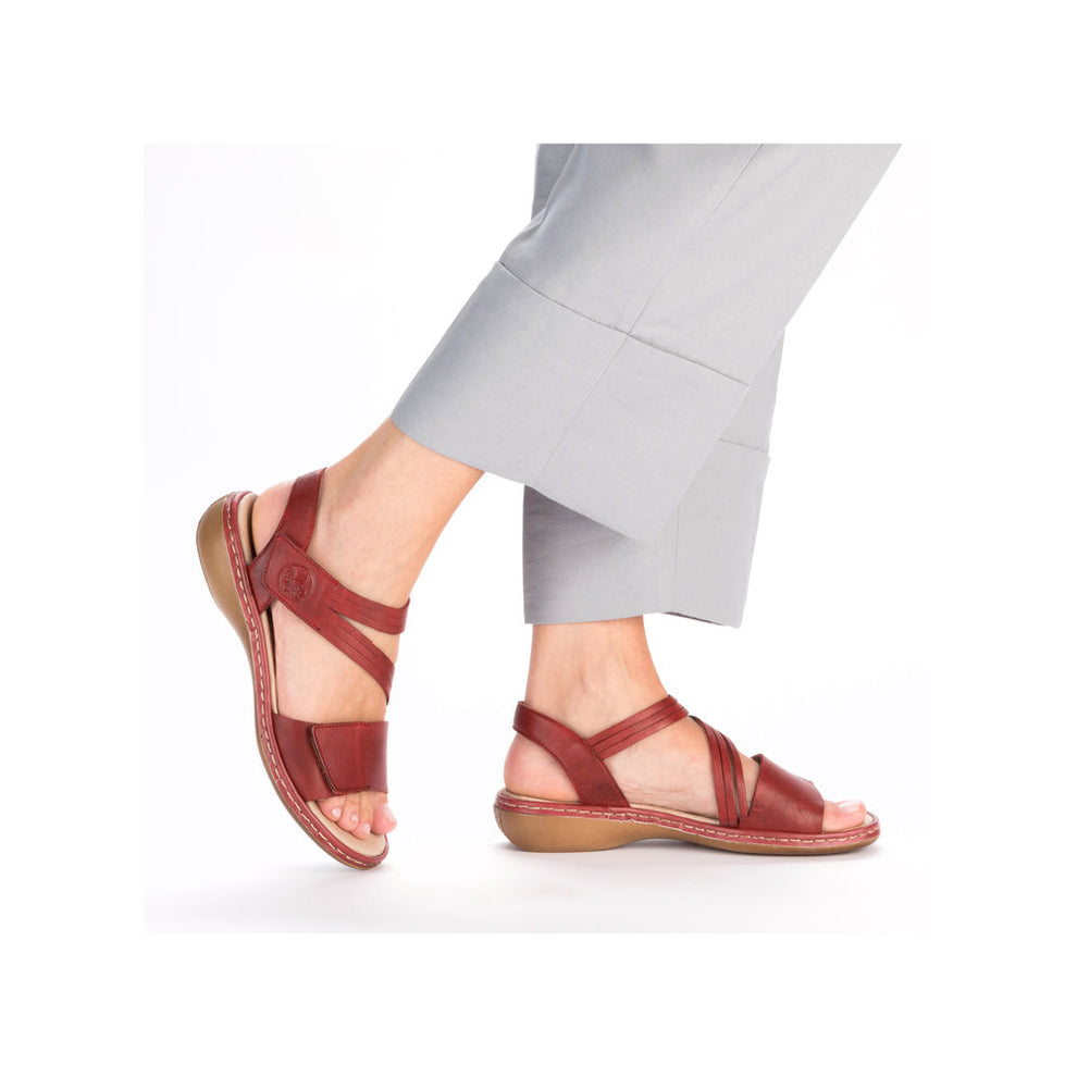 Rieker W Sandal med Velcro Rød