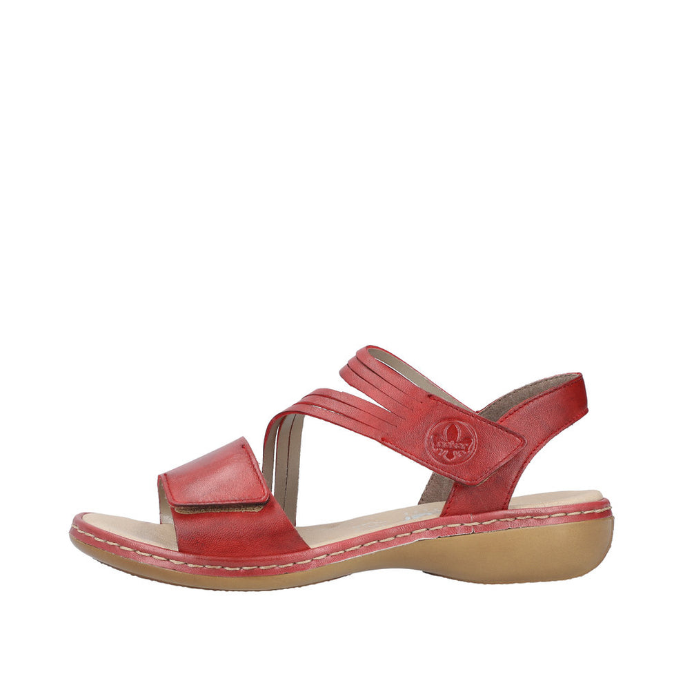 Rieker W Sandal med Velcro Rød