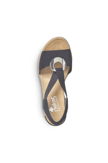 Rieker W Sandal med Sølvdetalje Sort