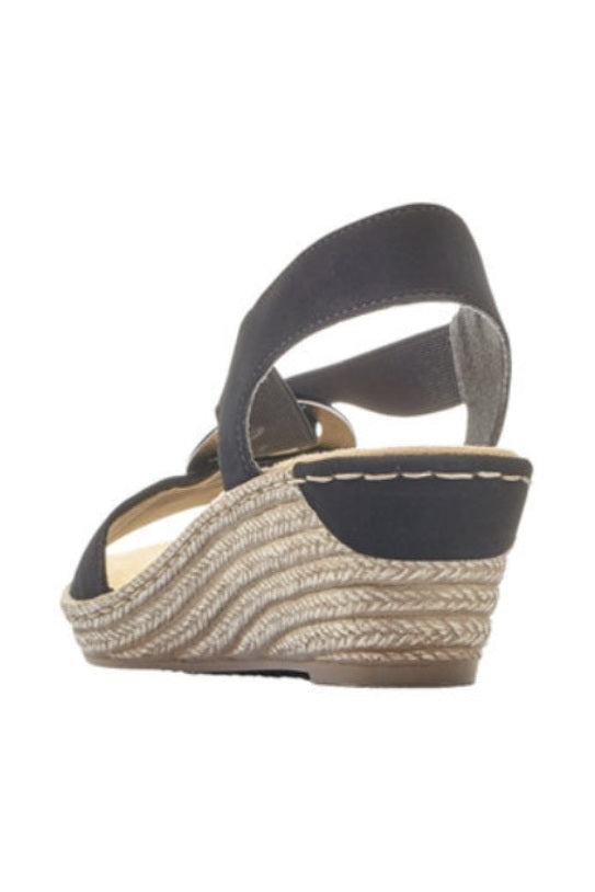 Rieker W Sandal med Sølvdetalje Sort