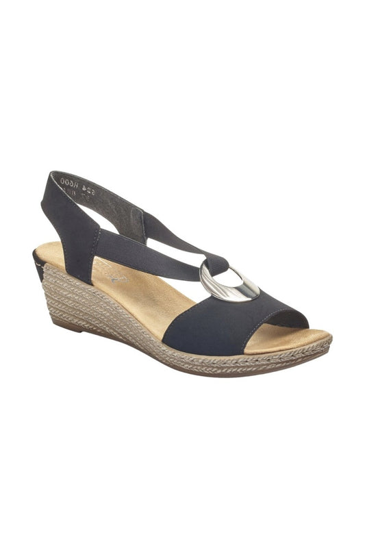 Rieker W Sandal med Sølvdetalje Sort