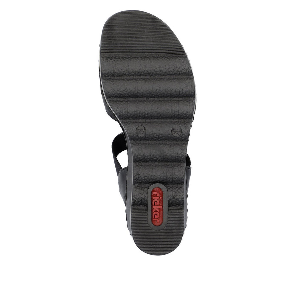 Rieker W Sandal m Spænde og Elastik Sort