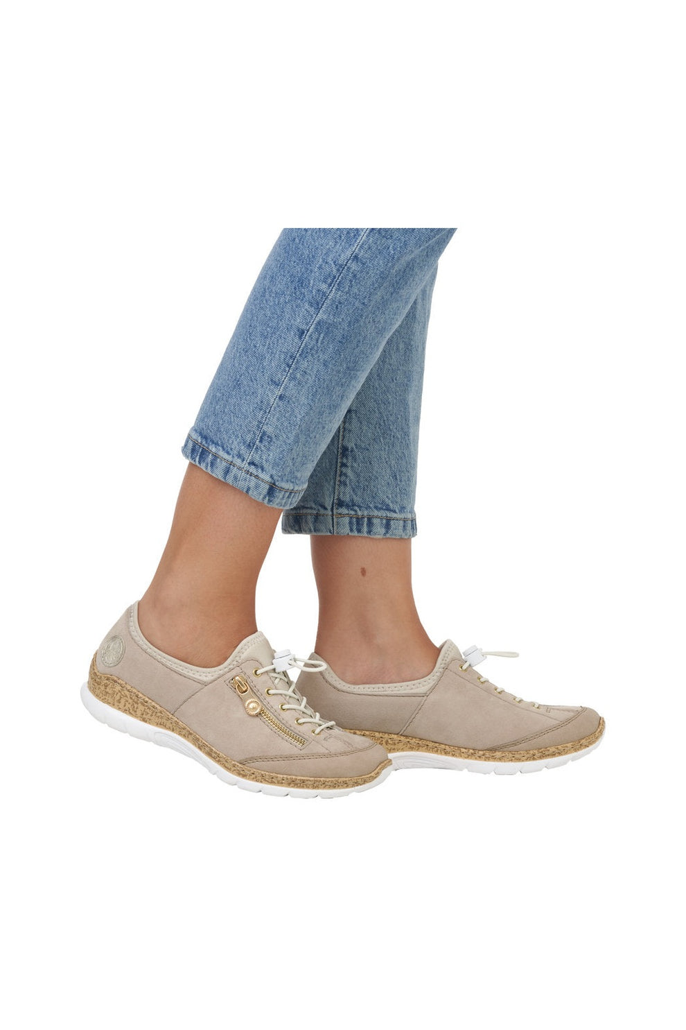 Rieker W Snøresko m Lynlåsdetalje Beige