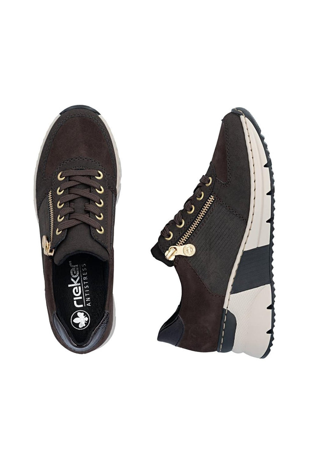 Rieker W Sneakers m Zip Brown