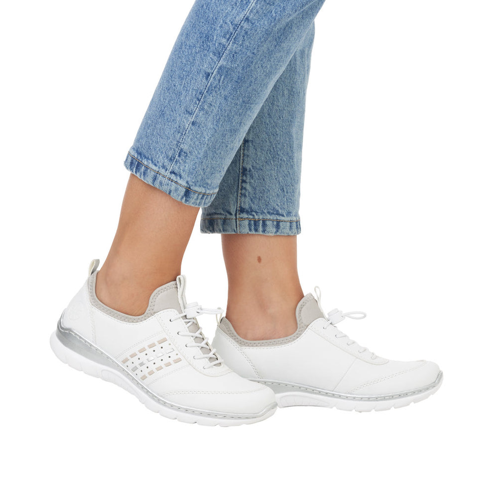 Rieker W Sneaker Hvid m Sølv