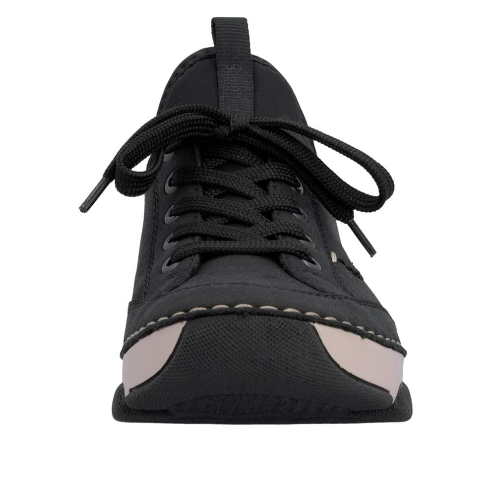 Rieker W Sko Suede Leather Sport Sole - Heel/Wedge Black - 45976-00