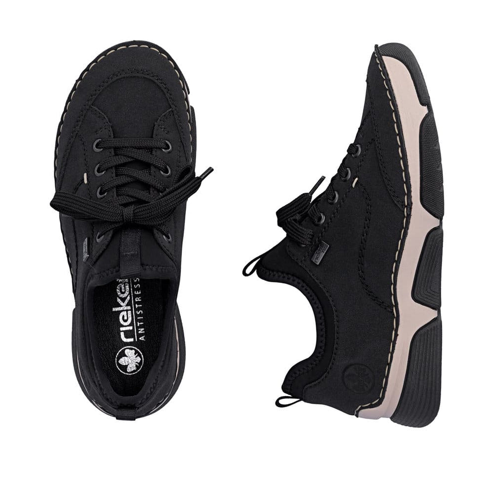 Rieker W Sko Suede Leather Sport Sole - Heel/Wedge Black - 45976-00