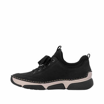 Rieker W Sko Suede Leather Sport Sole - Heel/Wedge Black - 45976-00