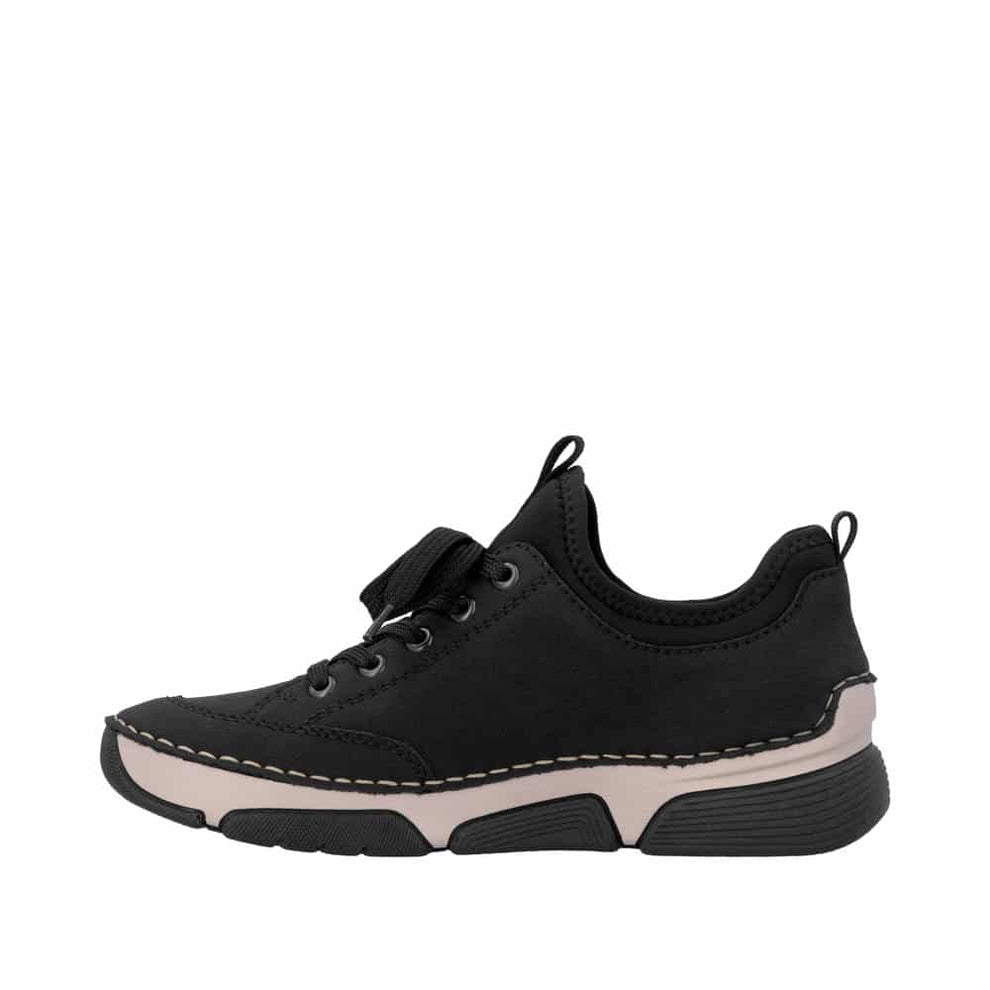 Rieker W Sko Suede Leather Sport Sole - Heel/Wedge Black - 45976-00