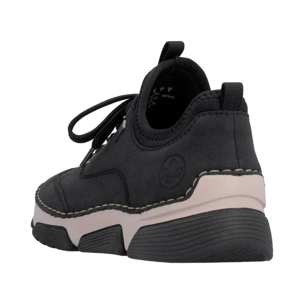 Rieker W Sko Suede Leather Sport Sole - Heel/Wedge Black - 45976-00