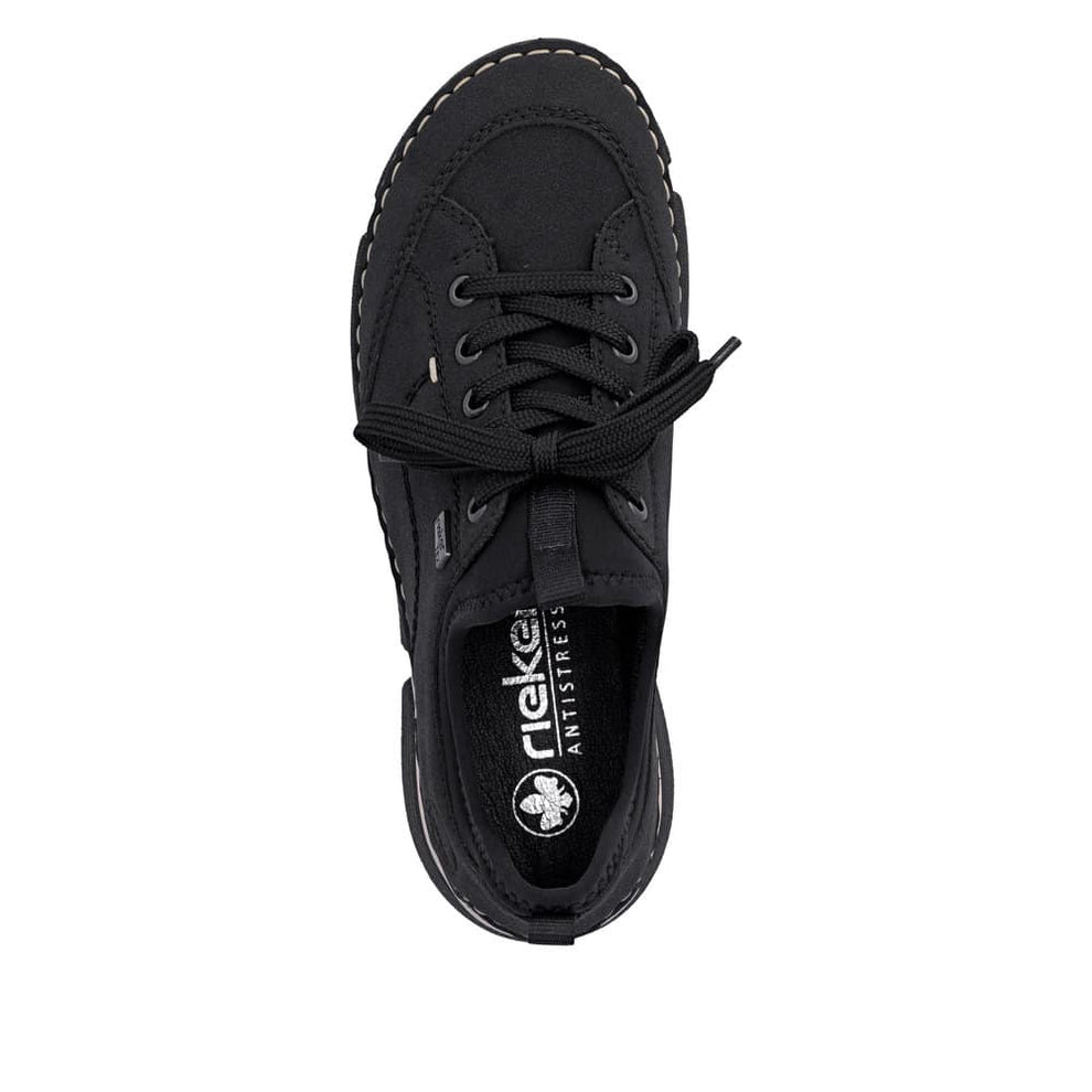 Rieker W Sko Suede Leather Sport Sole - Heel/Wedge Black - 45976-00