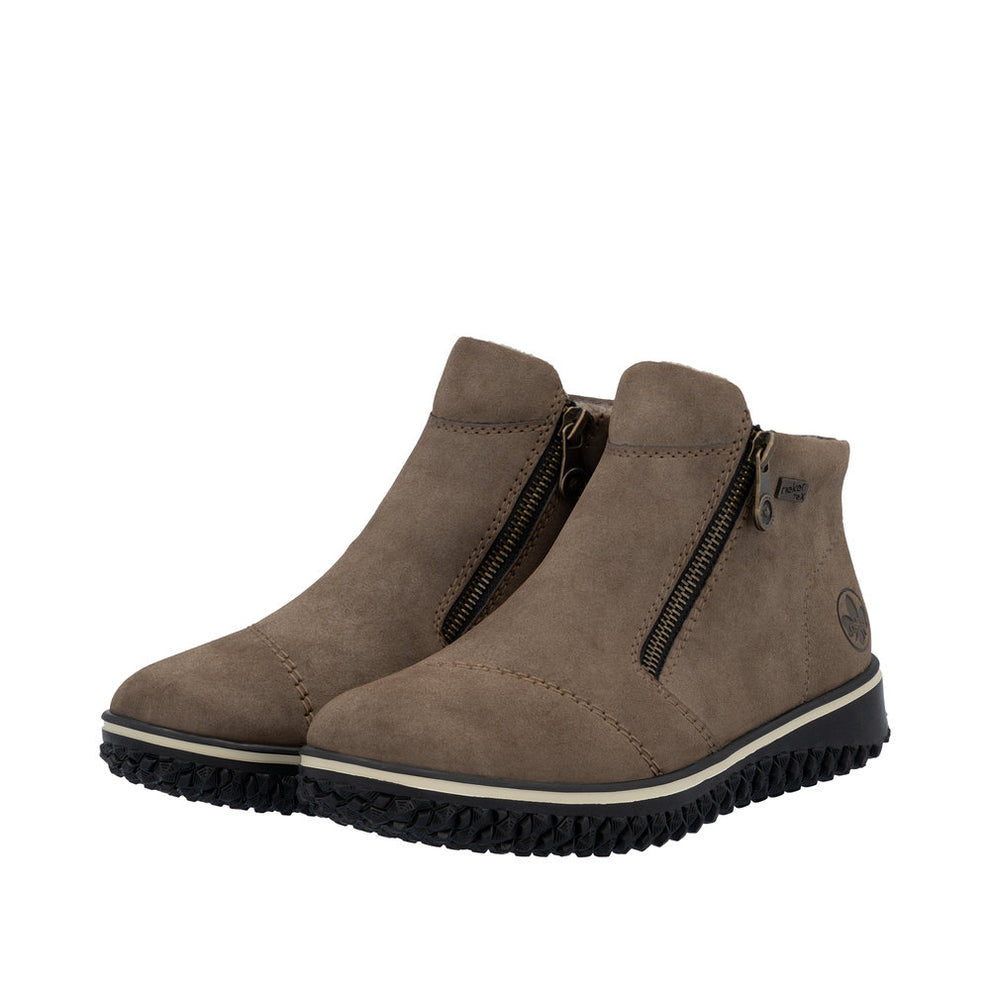 Rieker W Kort Støvle m Lynlåse Brown