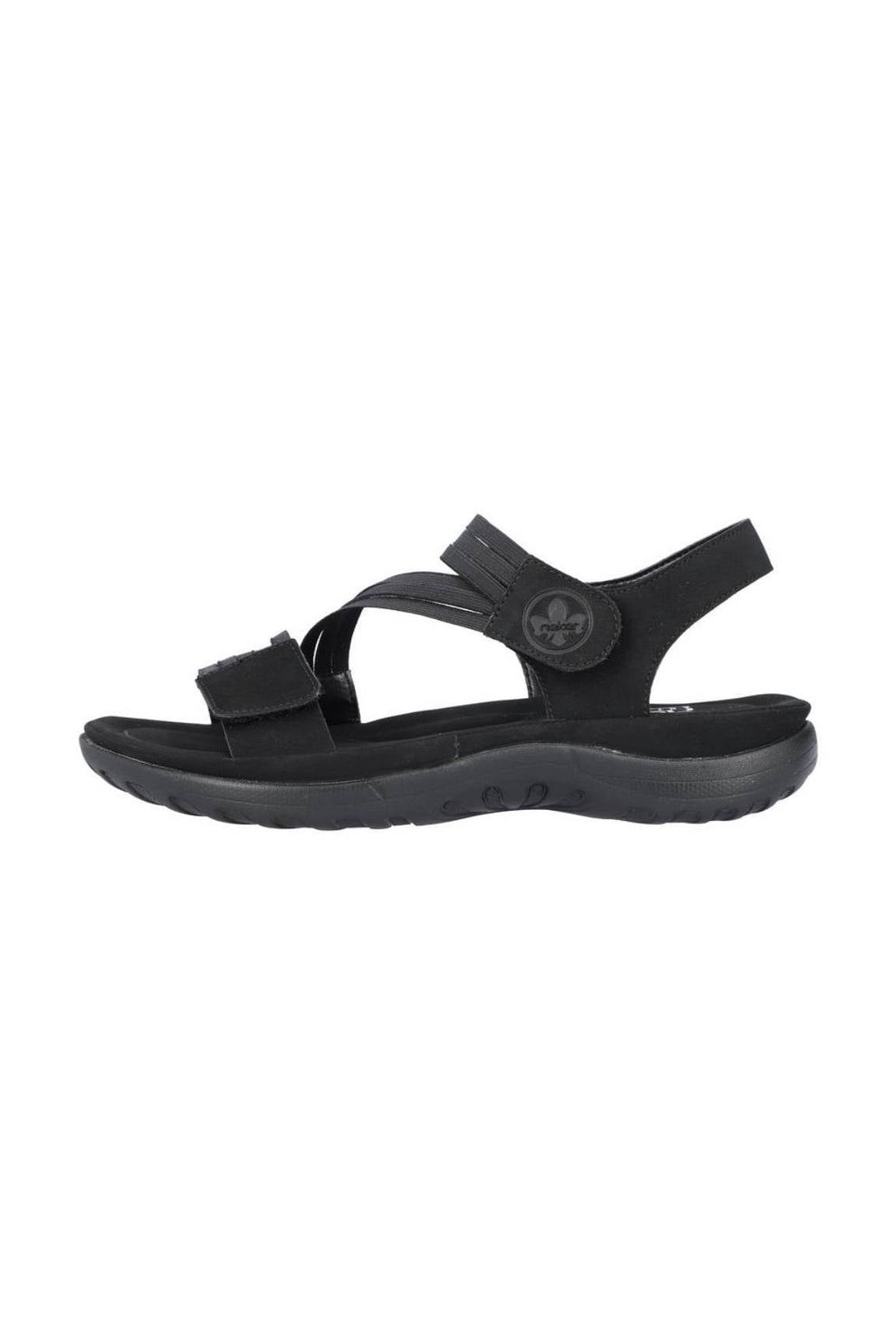 Rieker W Sandal med Elastik og Velcrorem Sort