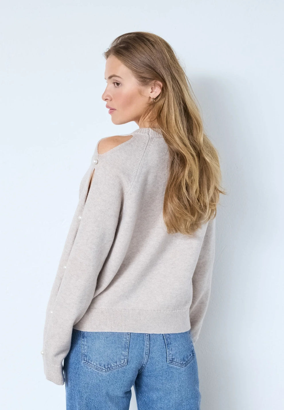 Co´Couture Rowancc Pearl Sleeve Knit Bone