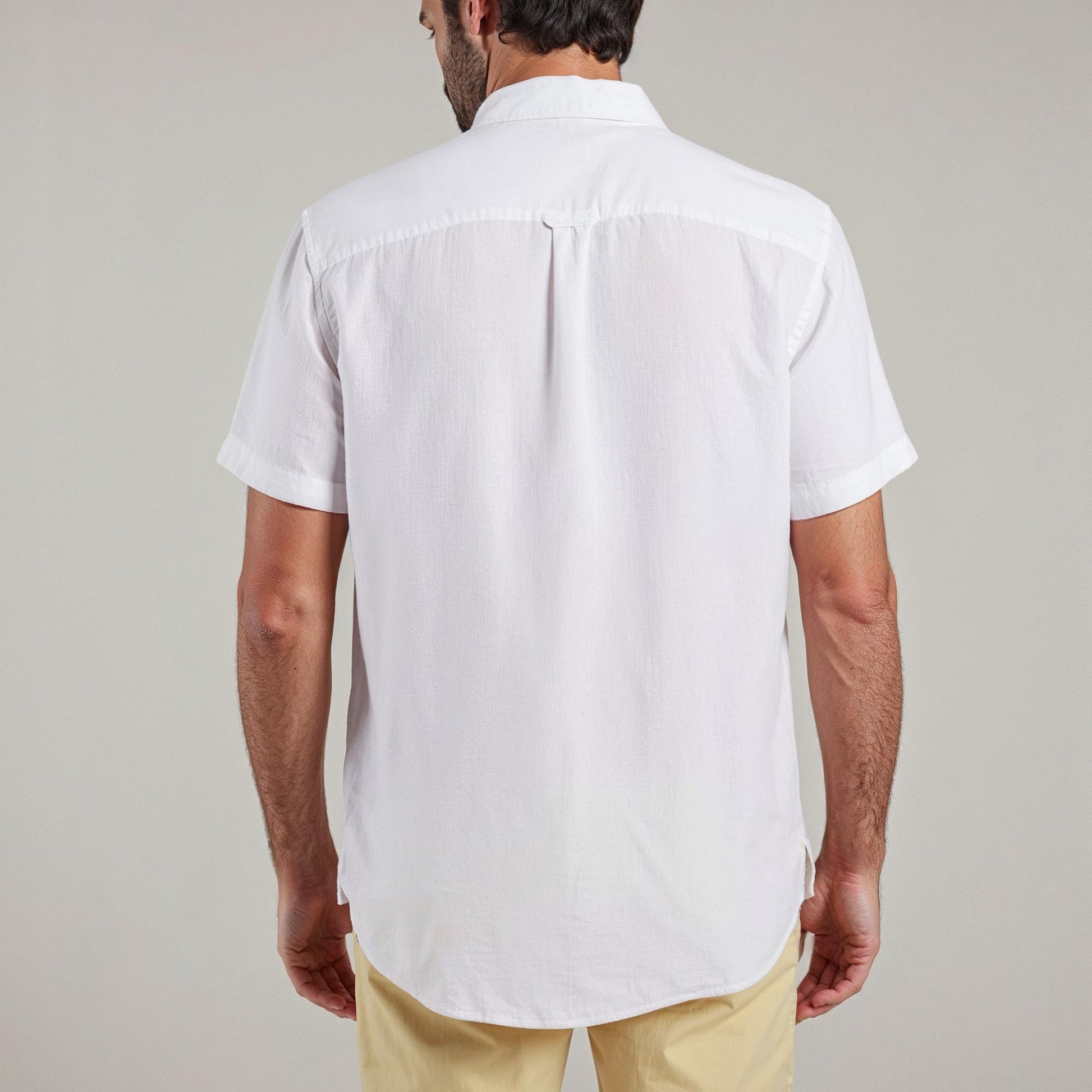 Sebago M Linen Short Sleeve Skjorte Back