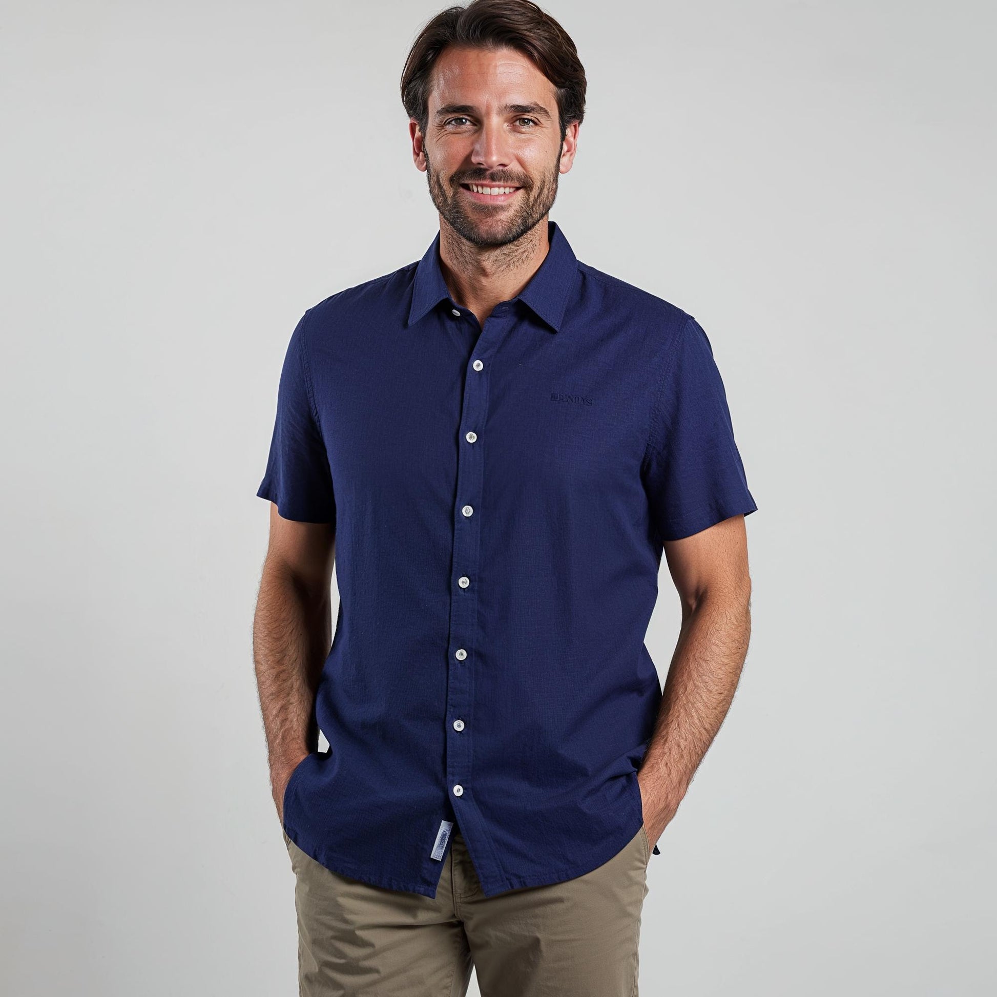 Sebago M Linen Short Sleeve Skjorte Front