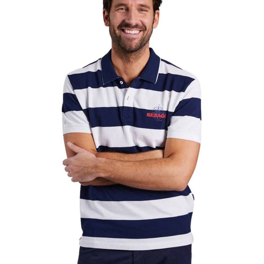 Sebago M Striped Polo Pique Navy-White