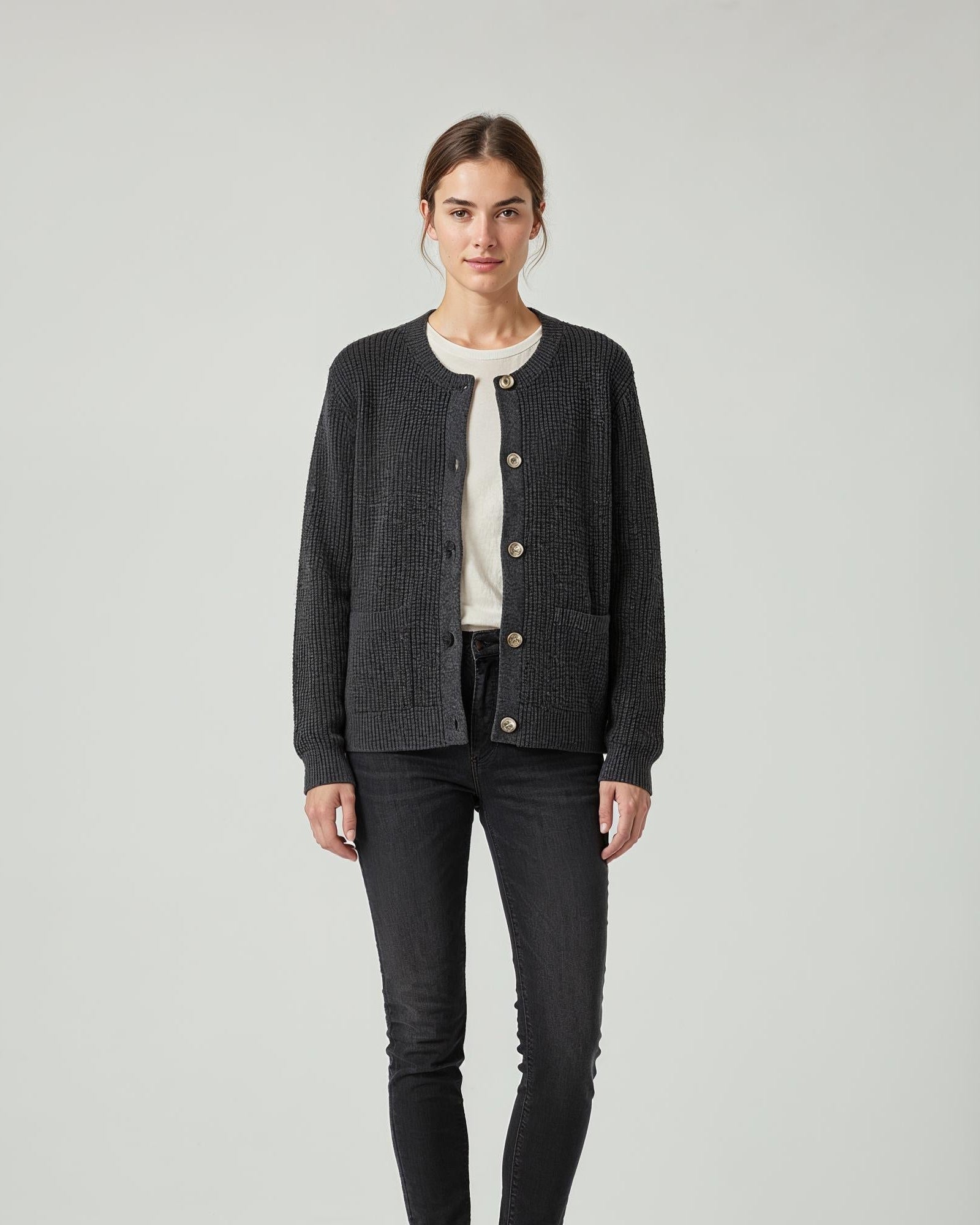 Studio Kopenhaken Bala Cardigan Dark Grey Melange Front