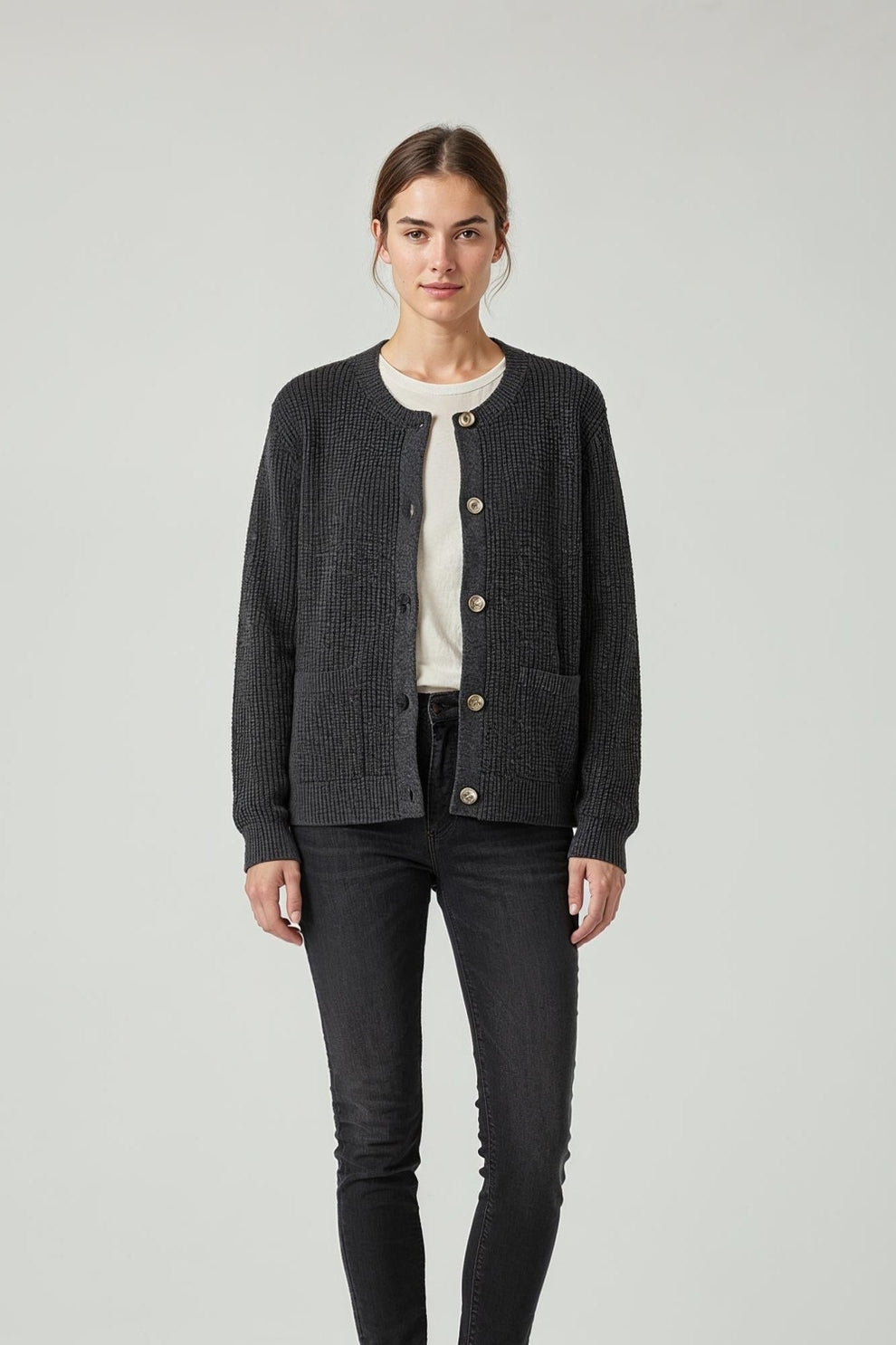 Studio Kopenhaken Bala Cardigan Dark Grey Melange Front