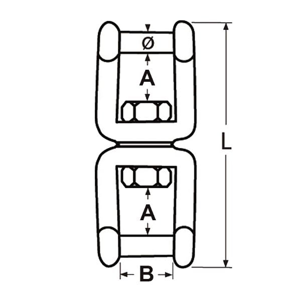 Svirvel rustfri Gaffel/Gaffel m/Umbraco bolt