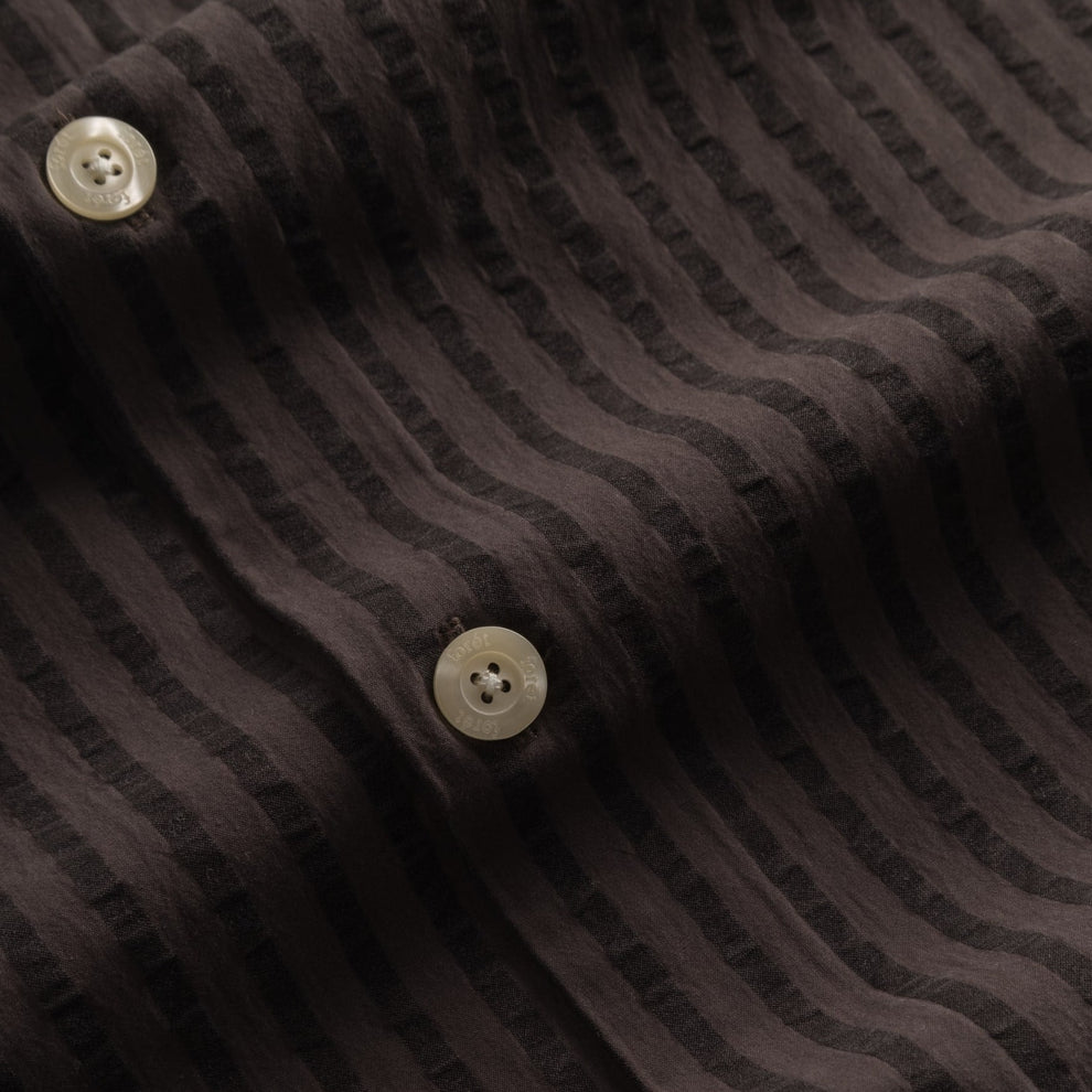 Forét M Vole Seersucker SS Shirt Deep Brown