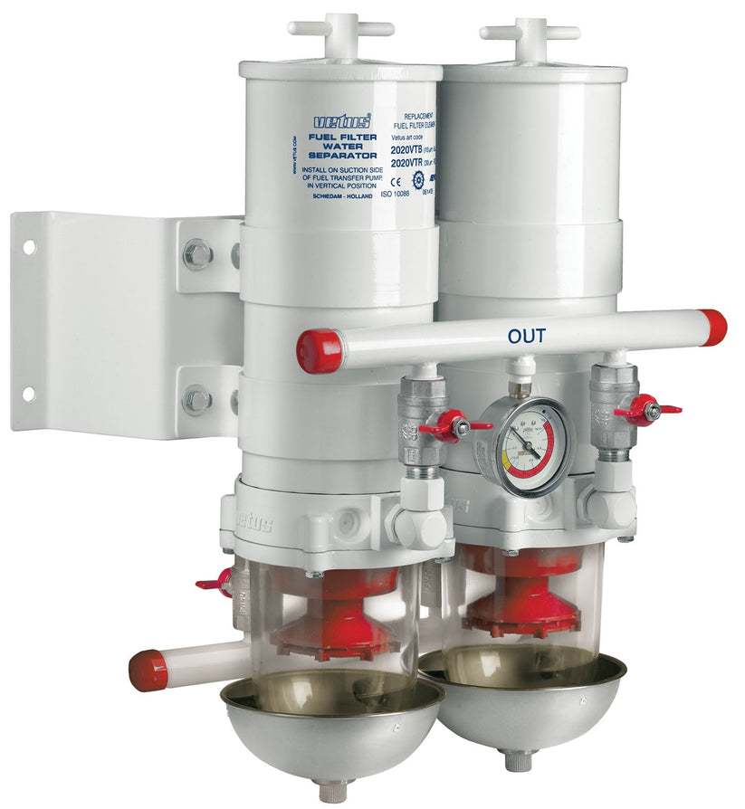 VETUS water separator/fuel filter, 2 in line, 30 micron, max. 12 l/min