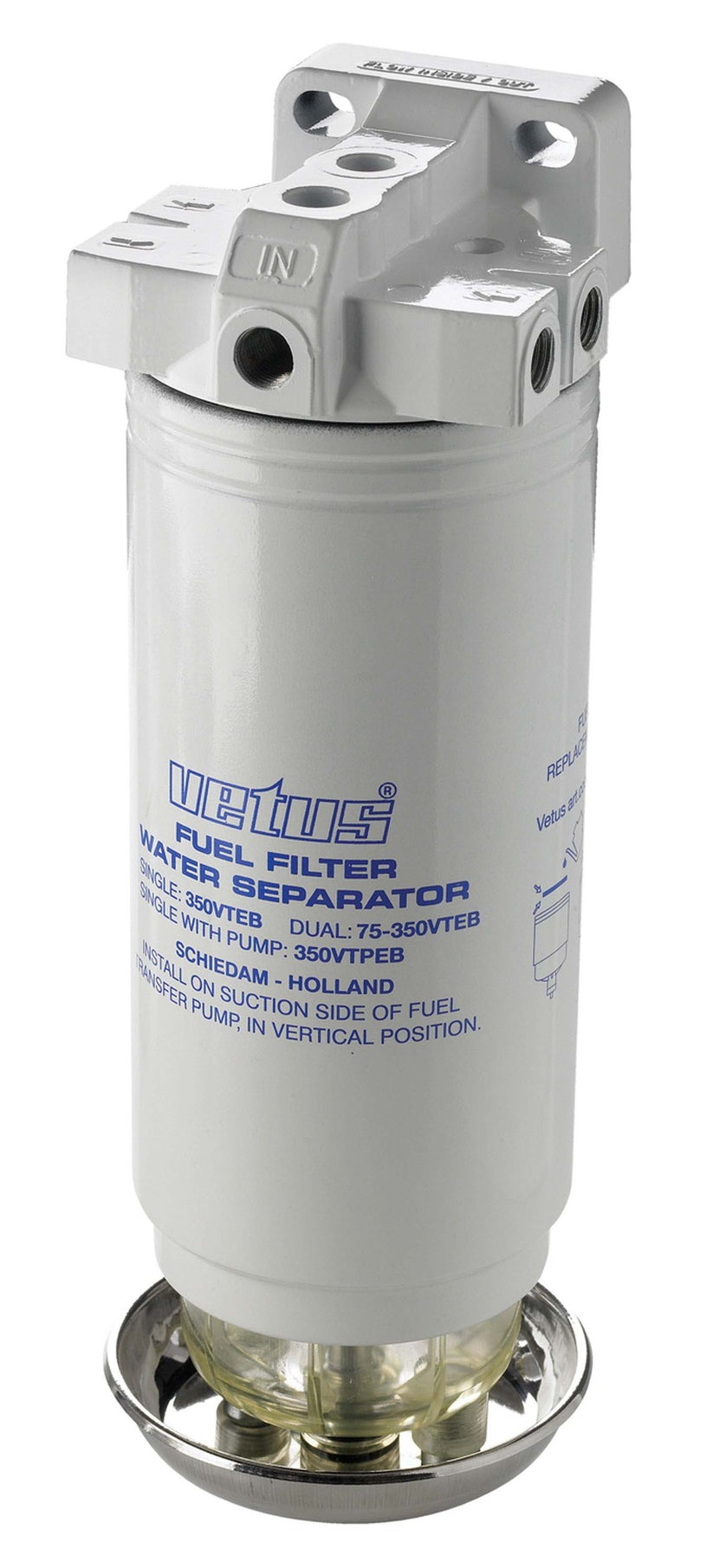 VETUS water separator/fuel filter, single, 10 micron, max. 460 l/h