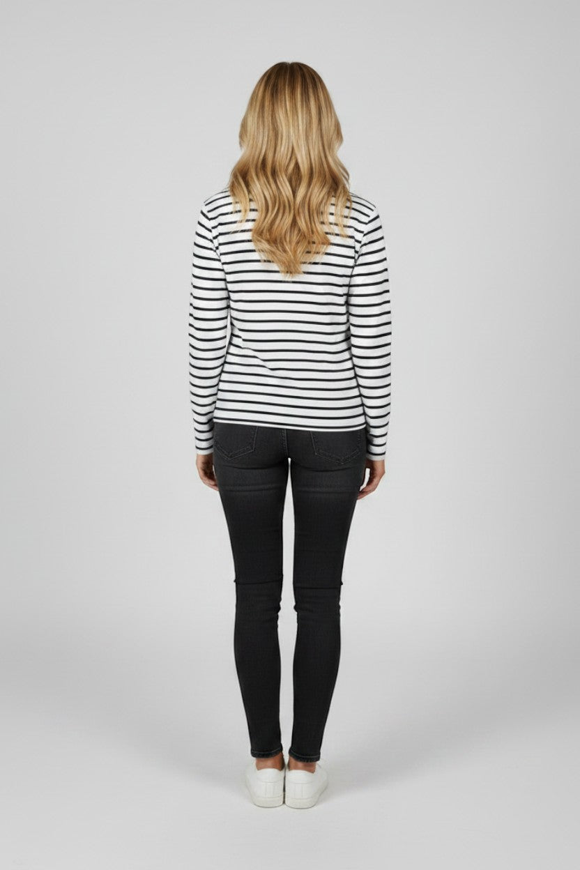 Cap Matin W Langærmet Maritim T-shirt - Hvid/Navy