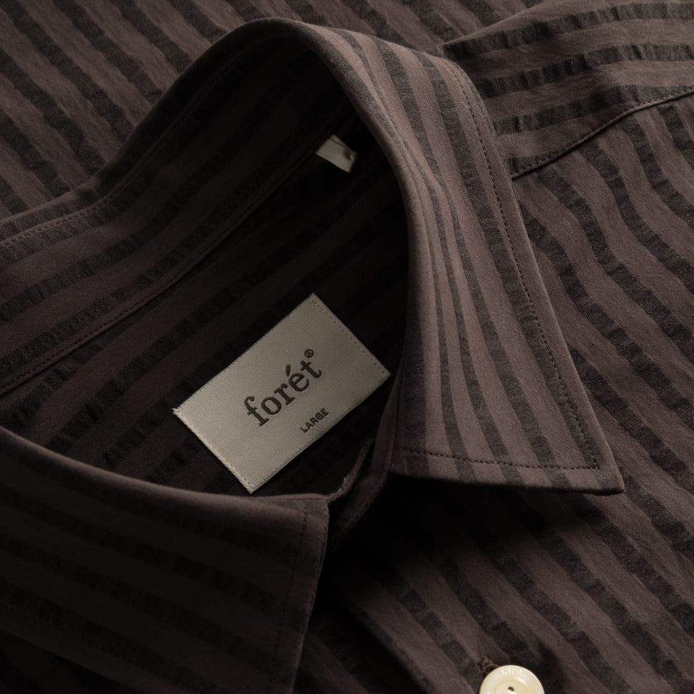 Forét M Vole Seersucker SS Shirt Deep Brown