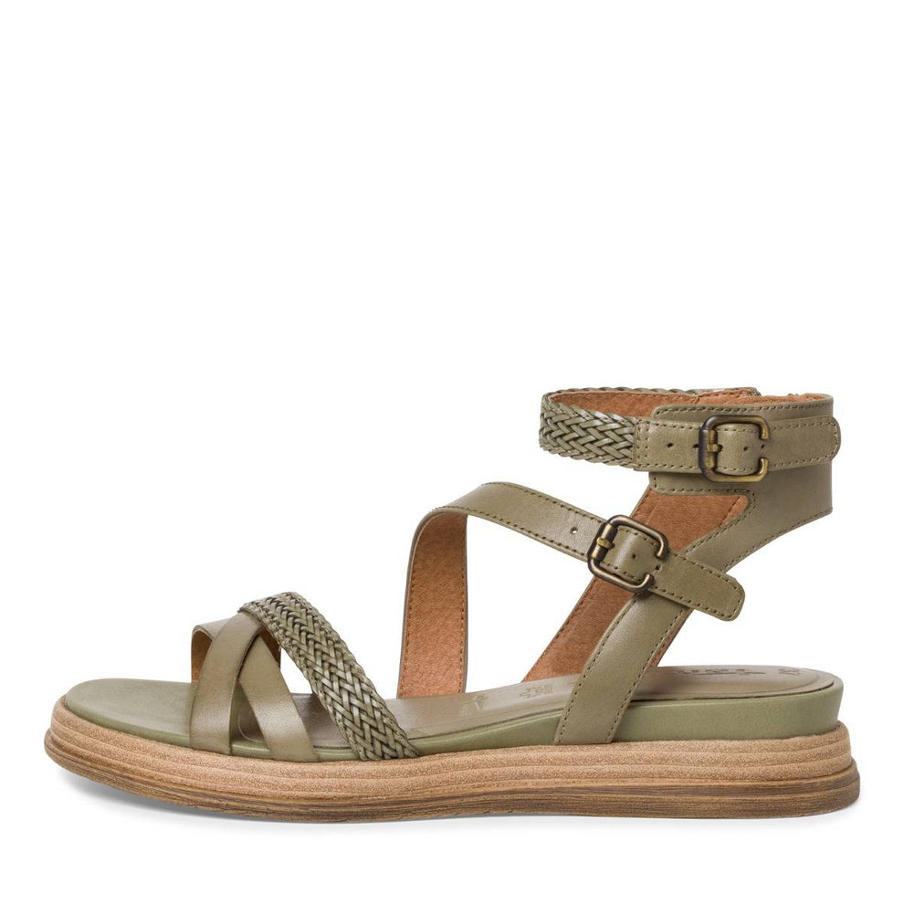 Tamaris W Læder Sandal med Ankelrem Sage