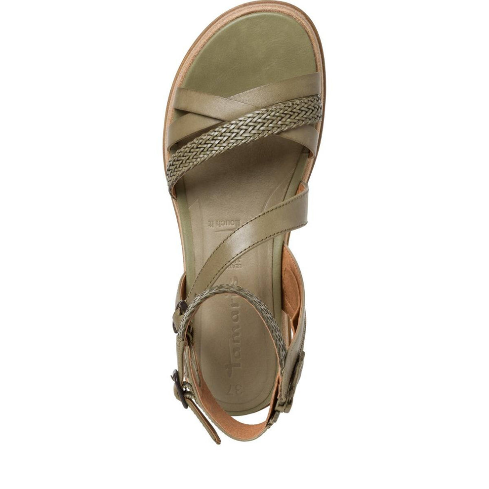 Tamaris W Læder Sandal med Ankelrem Sage