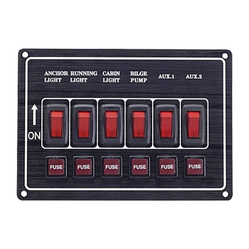 El-panel Aluminium, Vandret, 6 Sikringer