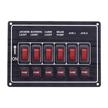 El-panel Aluminium, Vandret, 6 Sikringer