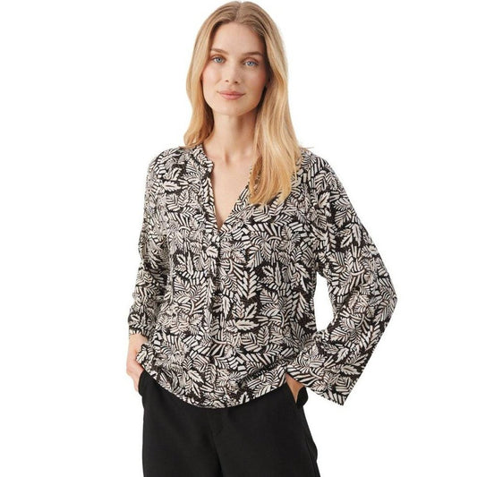 Part Two W Petine Overdel Black Leaf Print